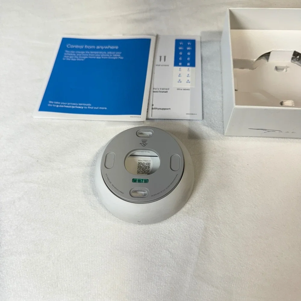 Google Nest Thermostat White Smart Home Energy Saving Control from Anywhere